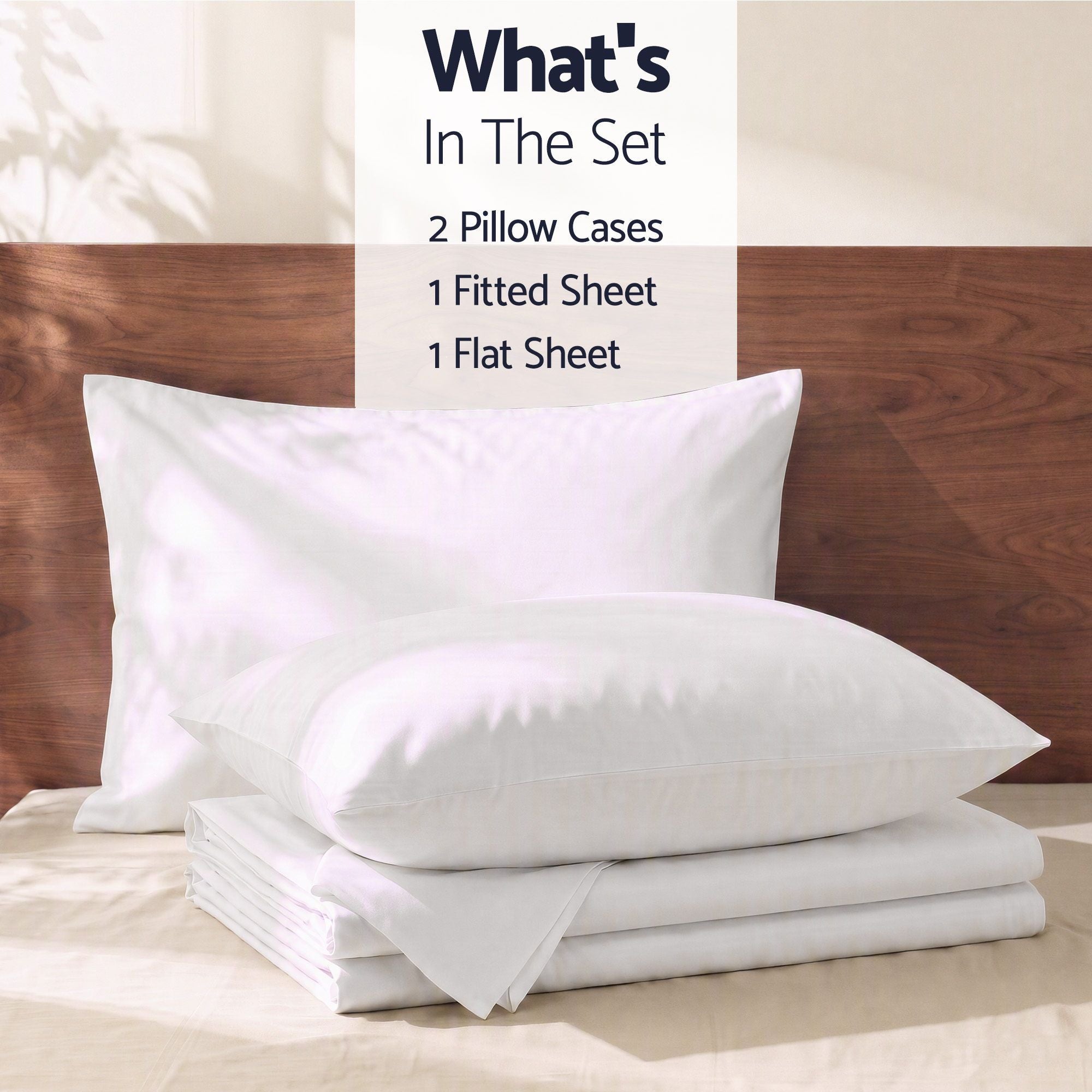 Giselle King 500TC Cotton 4Pcs Sheet Set with 40cm Extra Deep Pocket for Thick Mattresses Sateen Weave for Sweaty Nights White