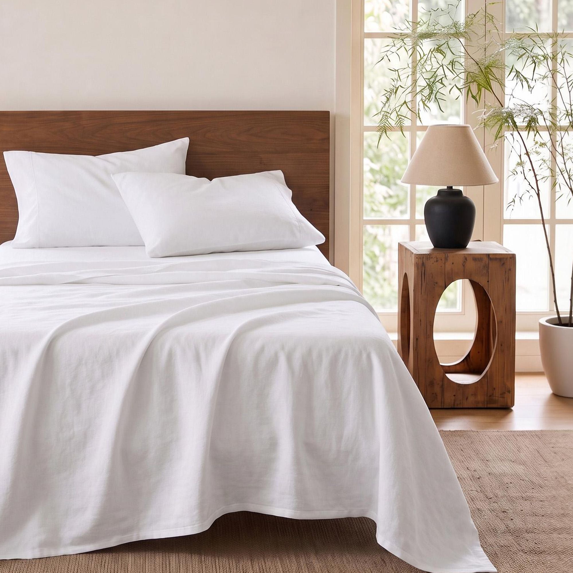 Giselle Kingsingle 500TC Cotton 4Pcs Sheet Set with 40cm Extra Deep Pocket for Thick Mattresses Sateen Weave for Sweaty Nights White