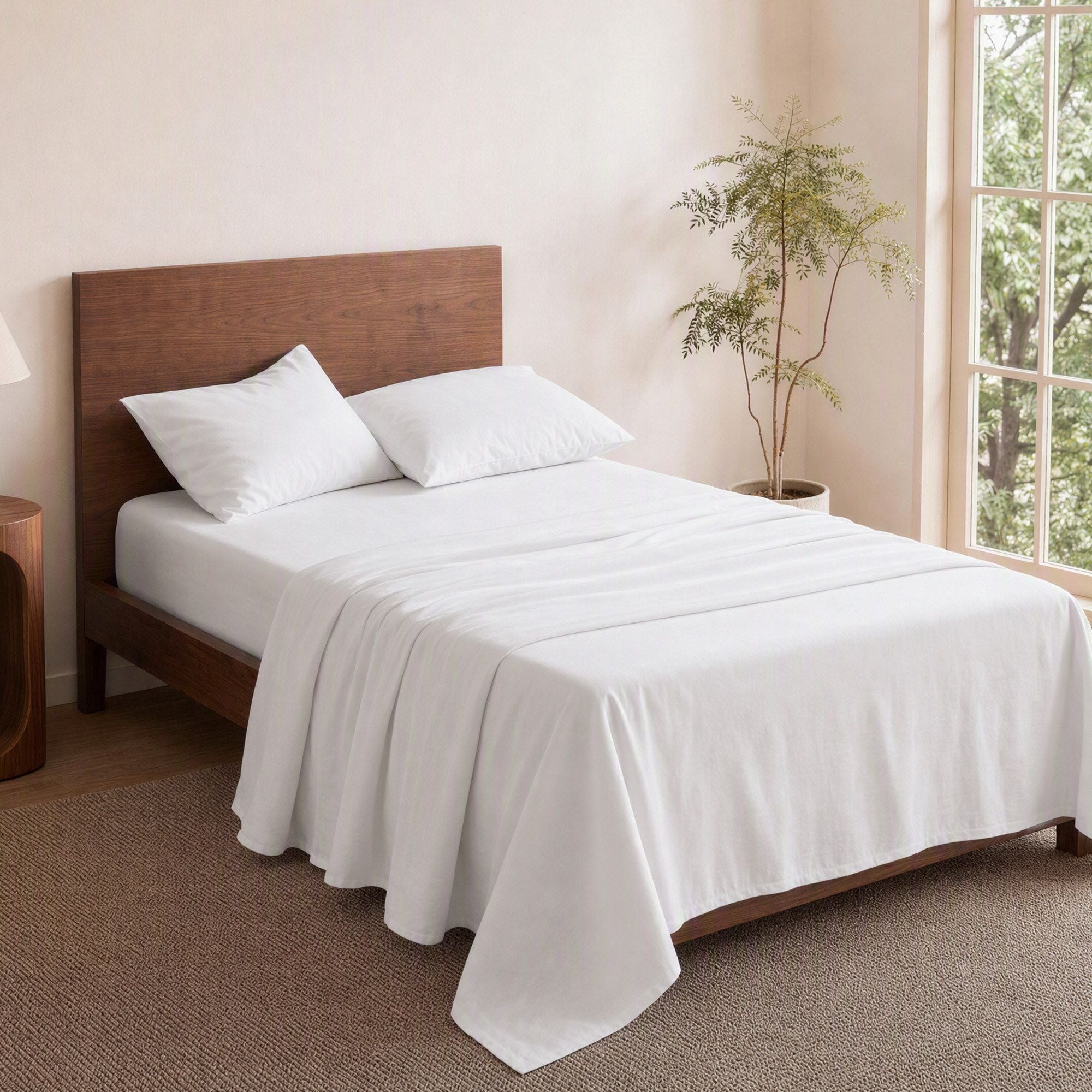 Giselle Kingsingle 500TC Cotton 4Pcs Sheet Set with 40cm Extra Deep Pocket for Thick Mattresses Sateen Weave for Sweaty Nights White