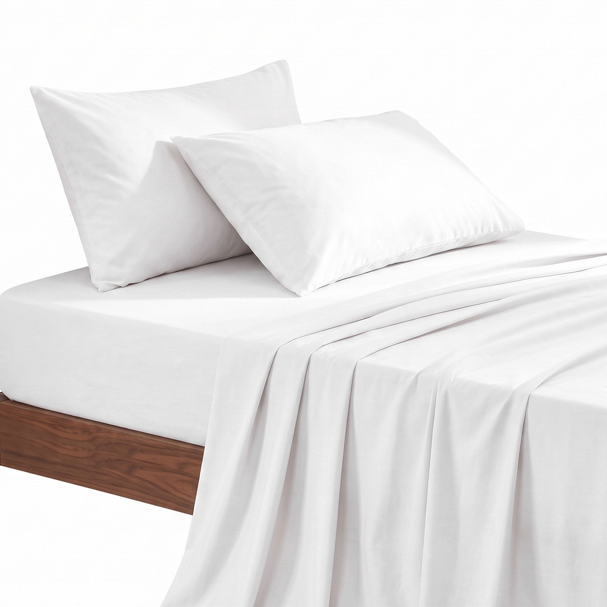 Giselle Kingsingle 500TC Cotton 4Pcs Sheet Set with 40cm Extra Deep Pocket for Thick Mattresses Sateen Weave for Sweaty Nights White