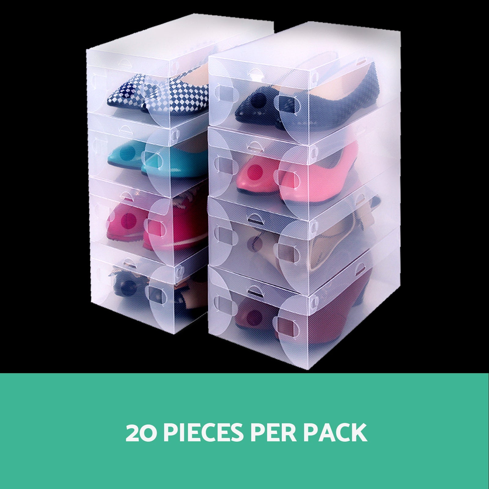 Artiss 20-Pack Clear Foldable Shoe Storage Boxes Stackable