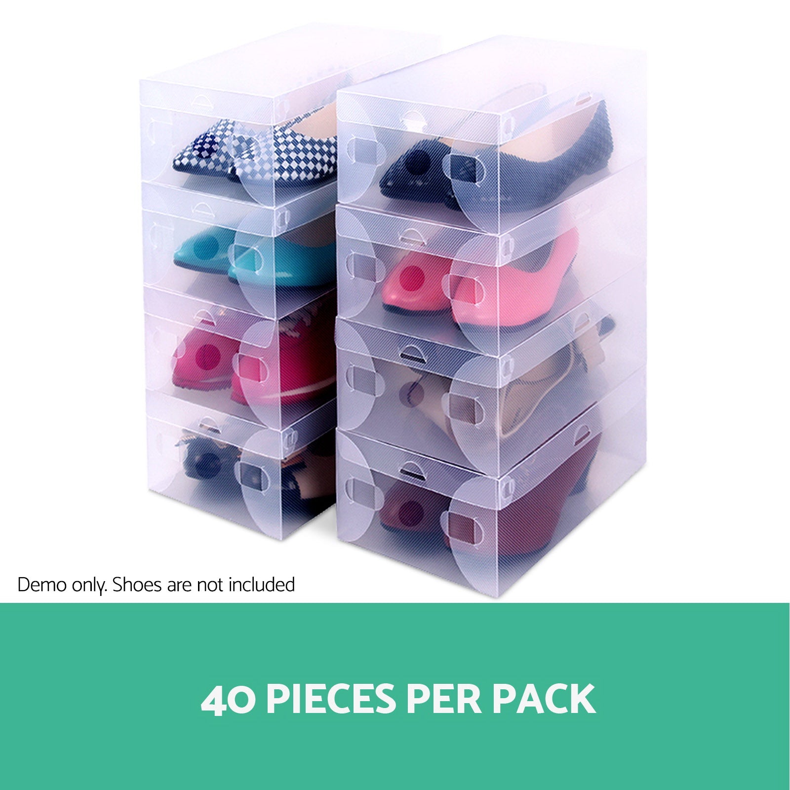 Artiss 40-Pack Clear Foldable Stackable Shoe Storage Boxes
