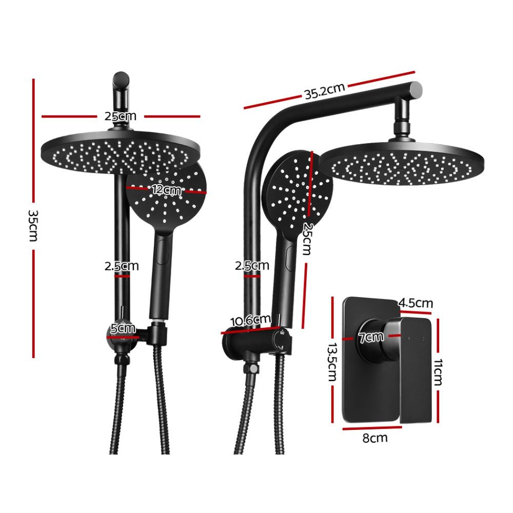Cefito 9" Rain Shower Head Set with Handheld and Mixer Tap Black