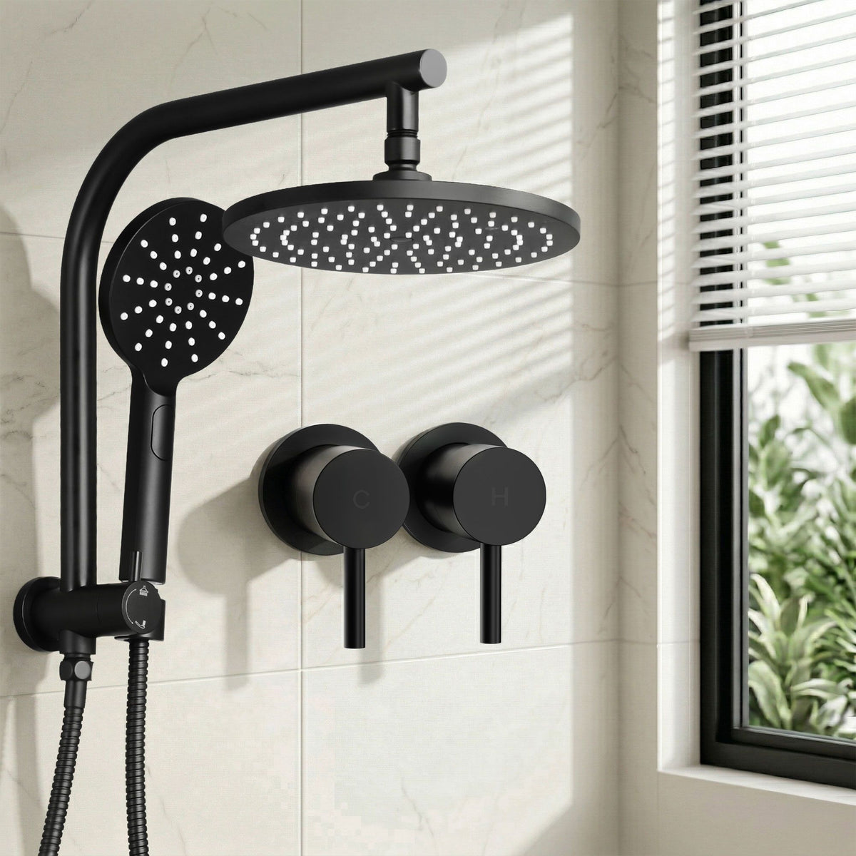 Cefito 9 Inch Rain Shower Head Set with Handheld and Taps Chrome