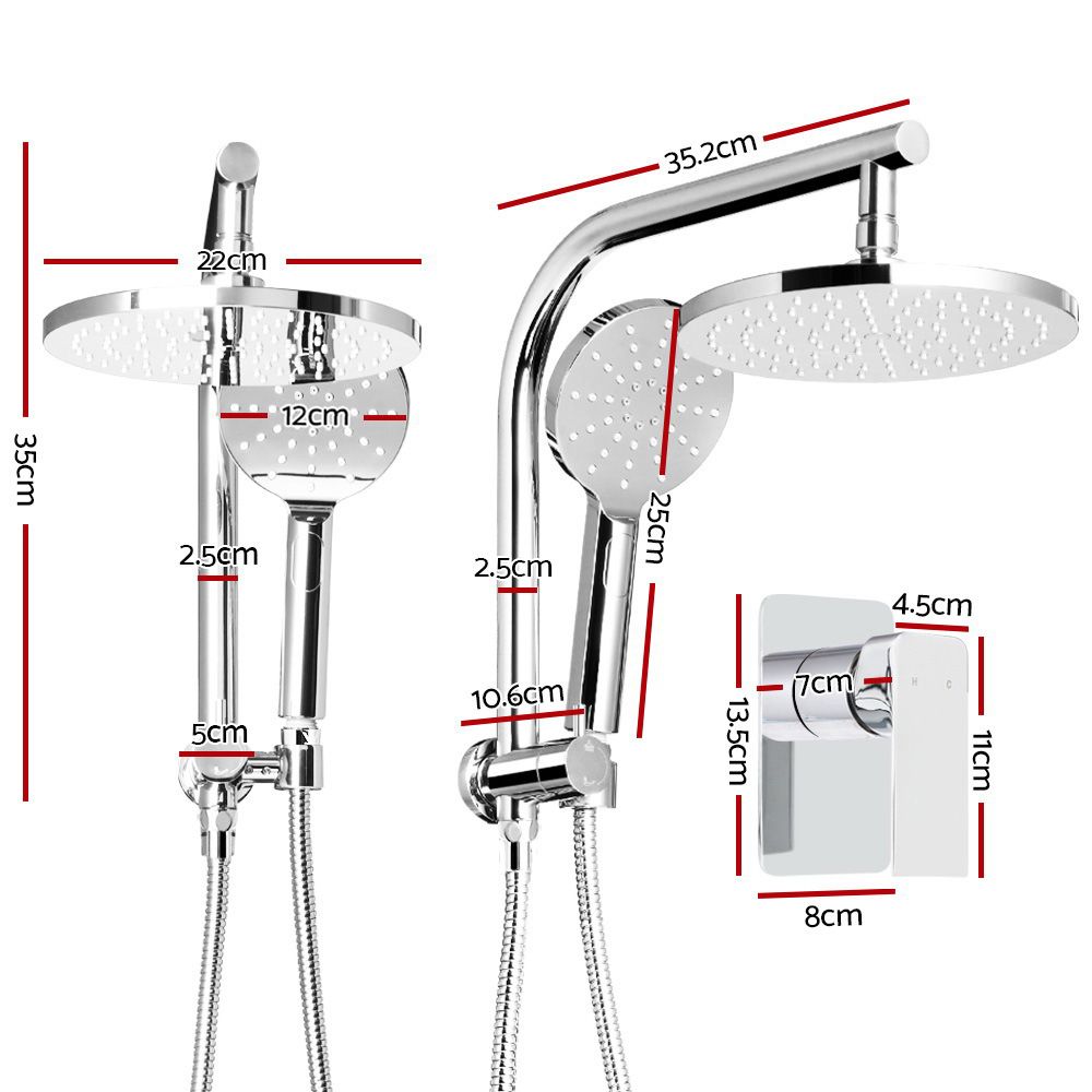 Cefito 9-Inch Rain Shower Head Set Handheld Mixer Tap Chrome