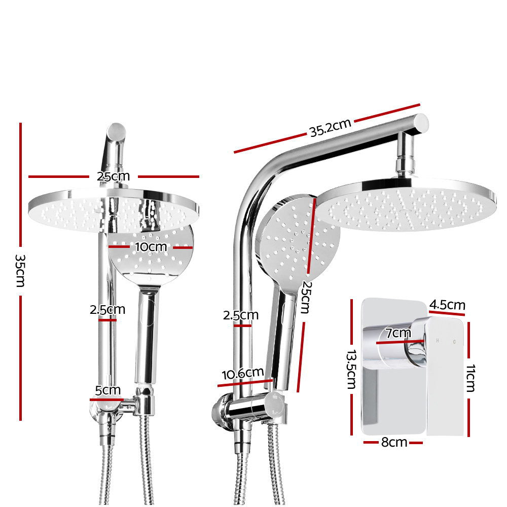 Cefito 9'' Rain Shower Head Set High Pressure Mixer Tap Chrome