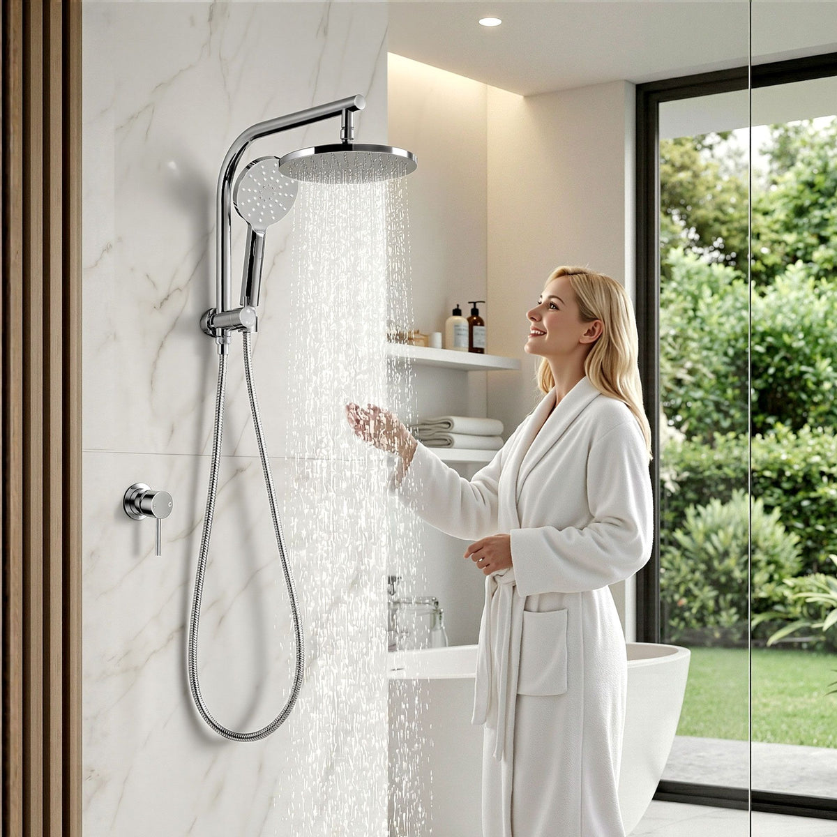 Cefito 9" Rain Shower Head Set with Handheld Mixer Tap Chrome