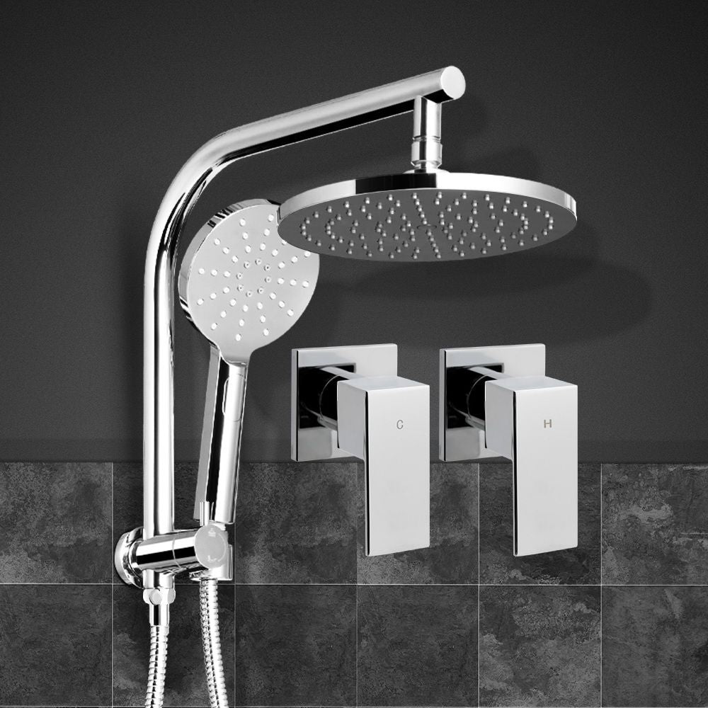 Cefito 9'' Rain Shower Head Set Handheld Round Twin Tap Chrome