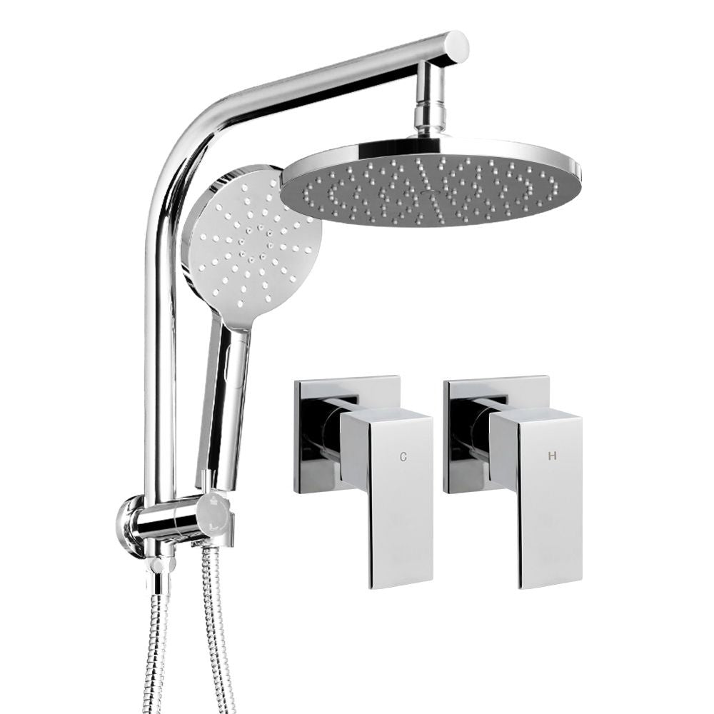 Cefito 9'' Rain Shower Head Set Handheld Round Twin Tap Chrome