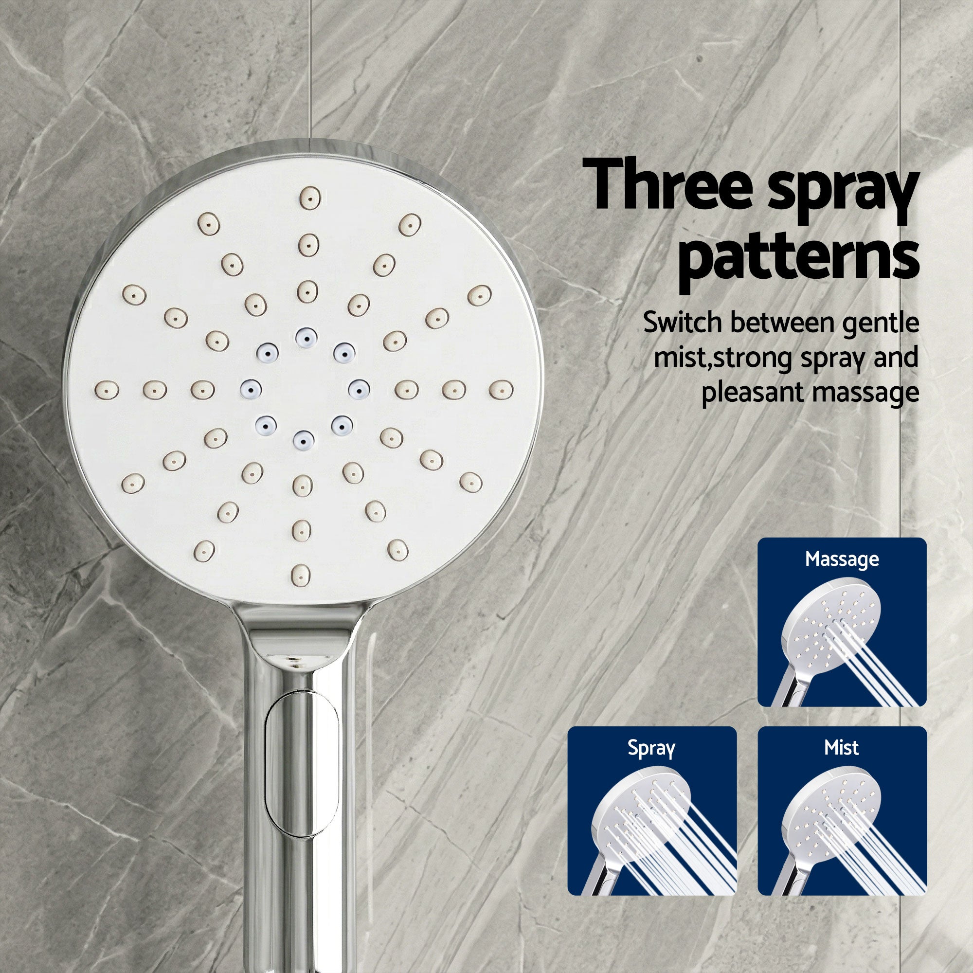 Cefito 9'' Rain Shower Head Set Handheld Round High Pressure Twins Tap Chrome