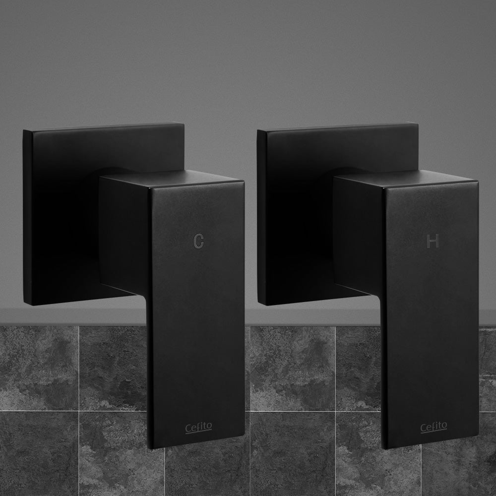 Cefito Wall Bath Taps Brass Hot Cold Matte Black