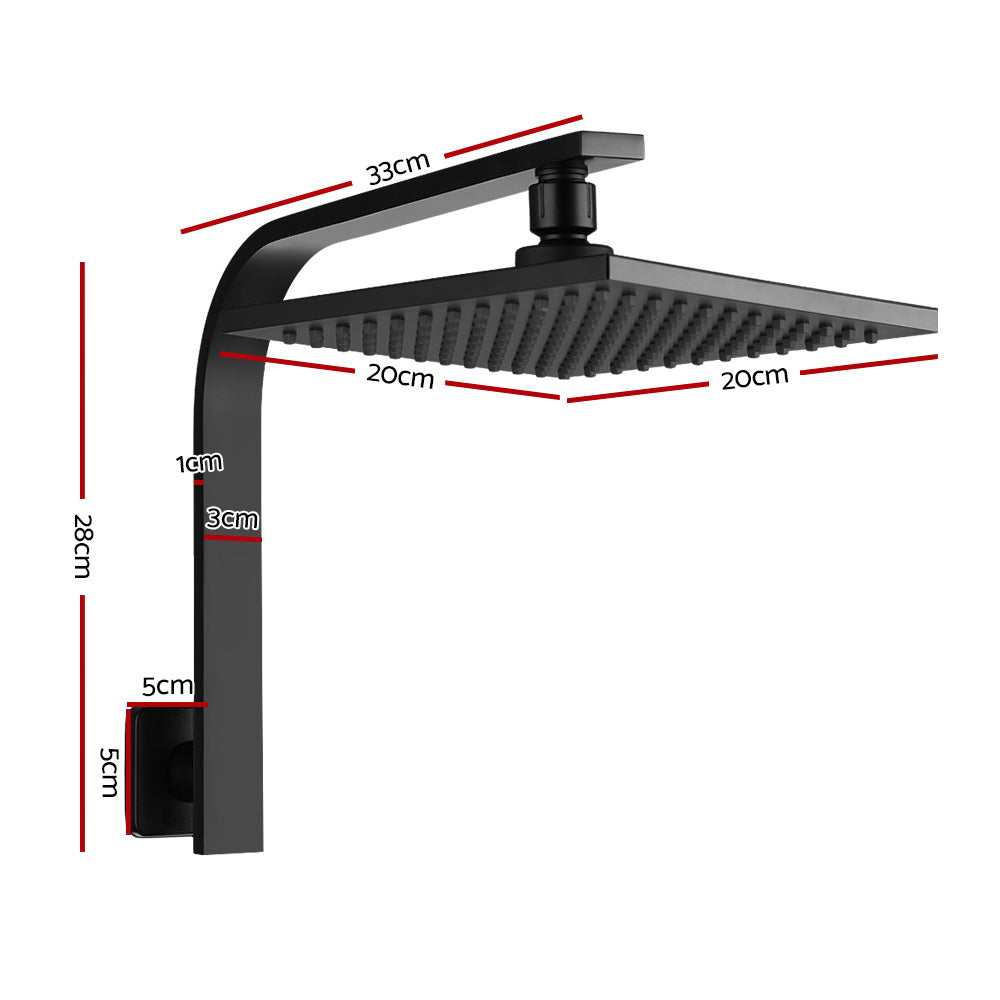 Cefito 8" Rain Shower Head Wall Arm Square High Pressure Matte Black