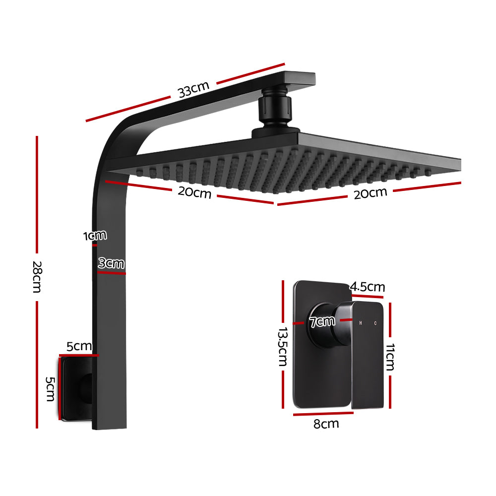 Cefito 8" Rain Shower Head Wall Arm High Pressure Mixer Tap Matte Black