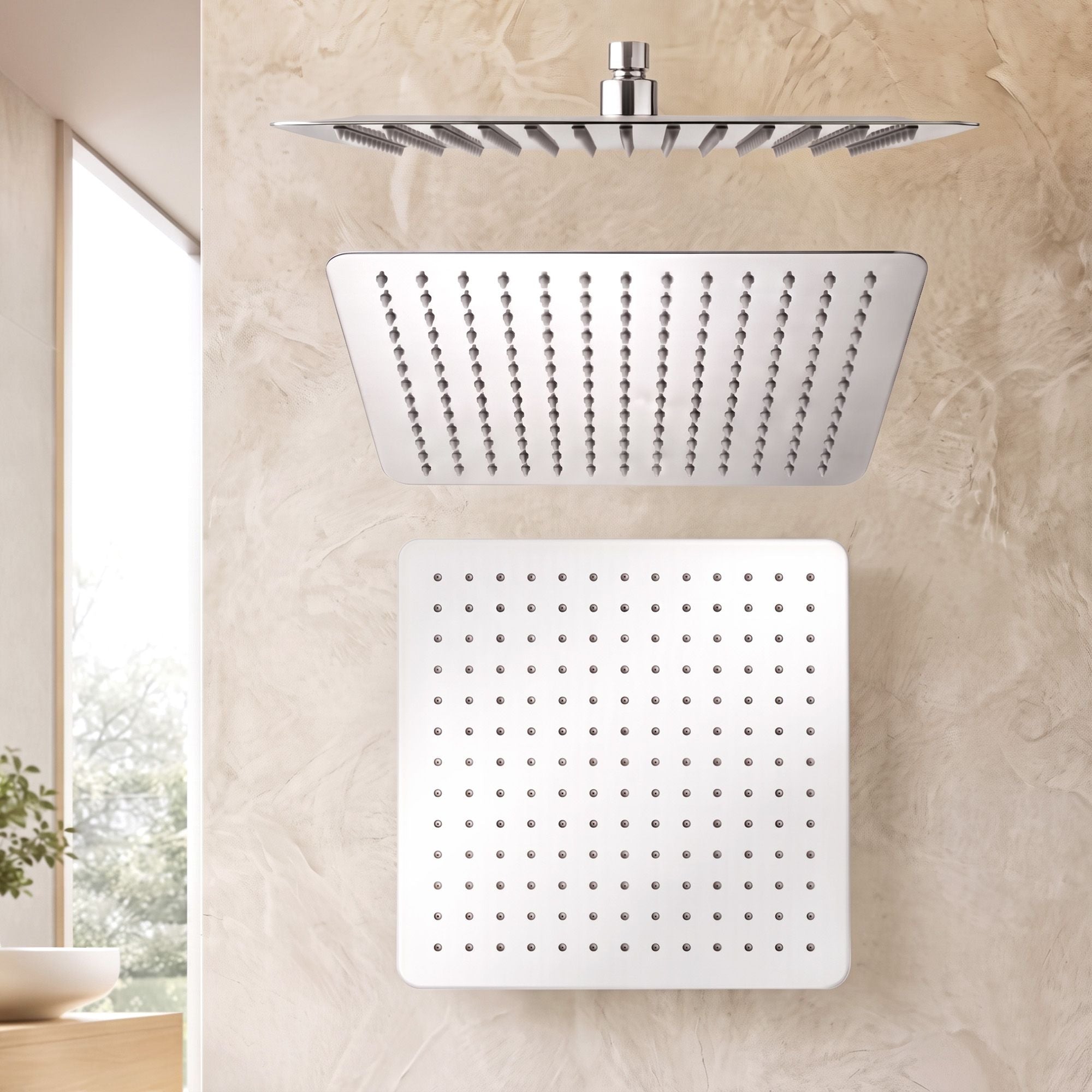 Cefito 12" Extra Large Rain Shower Head, Air-in Tech for Low Water Pressure, Anti-Clog Silicone Jets for Hard Water Scale, 360° Swivel, DIY Renters Install, 304 Stainless Steel