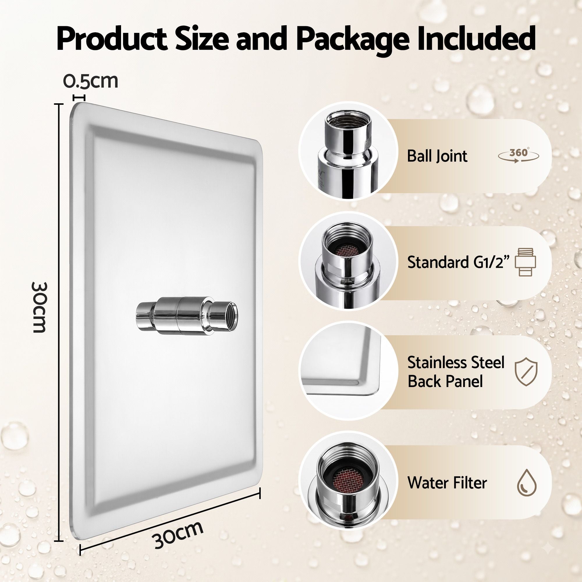 Cefito 12" Extra Large Rain Shower Head, Air-in Tech for Low Water Pressure, Anti-Clog Silicone Jets for Hard Water Scale, 360° Swivel, DIY Renters Install, 304 Stainless Steel
