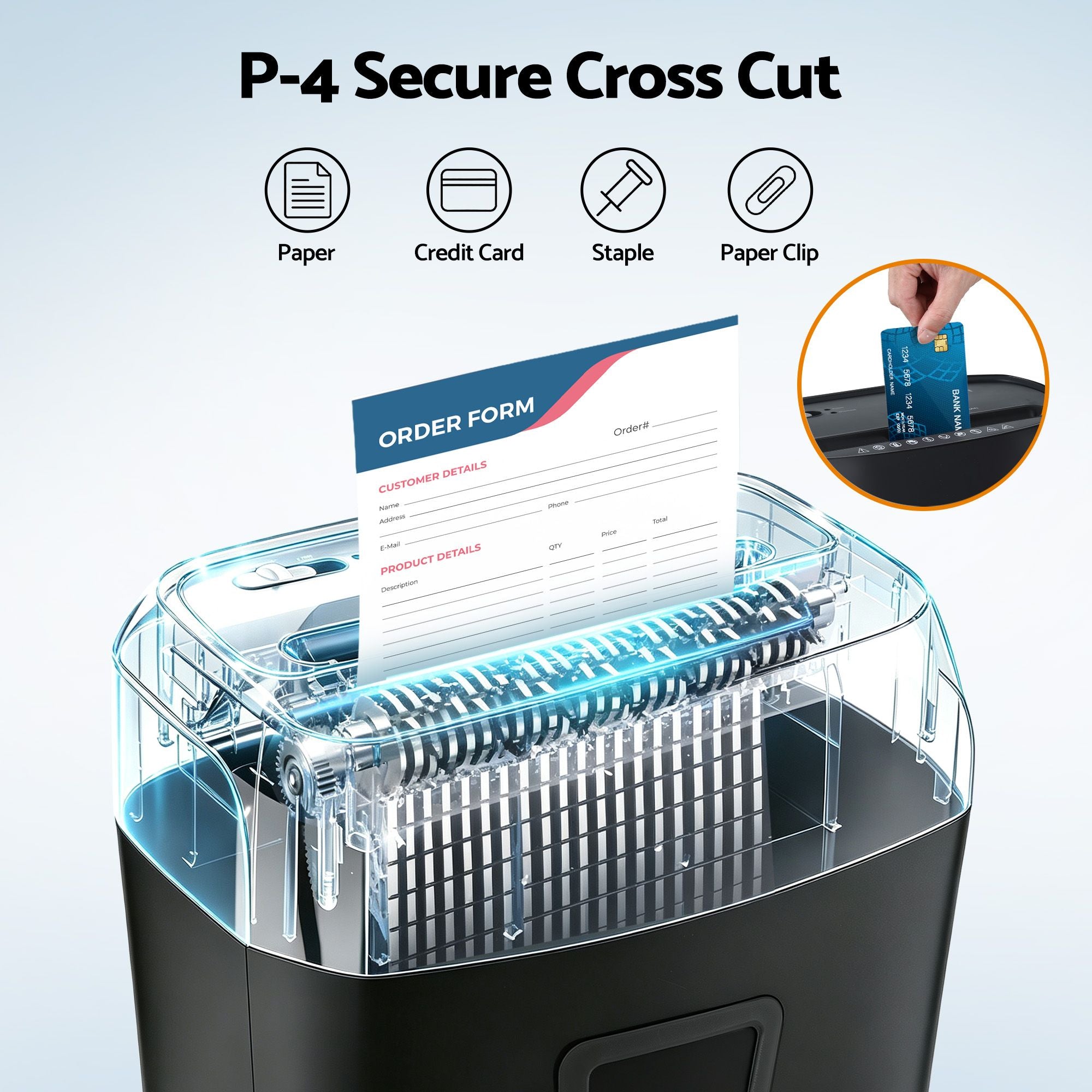 DEVANTI 25L Paper Shredder 14 Sheet P4 Cross Cut for Home Office