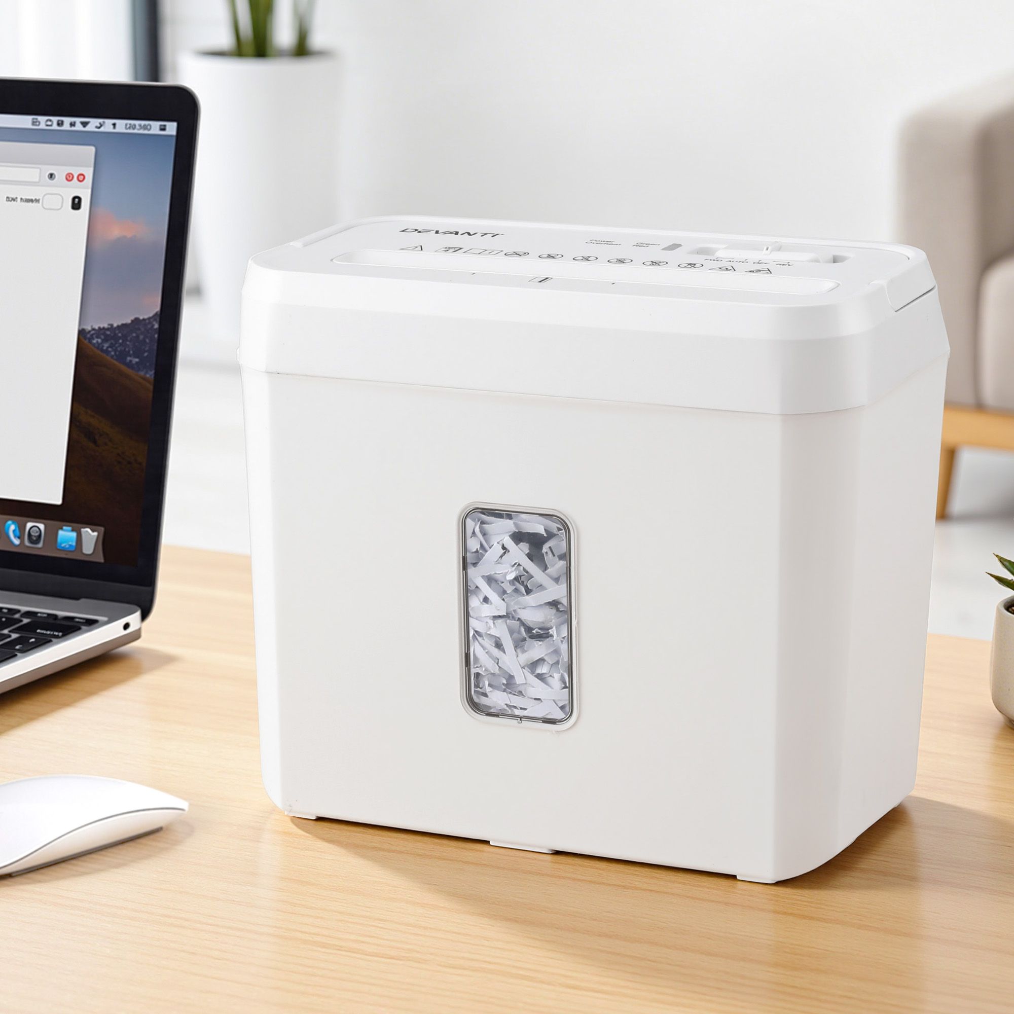 DEVANTI 8L Small Tabletop Paper Shredder 4 Sheet P4 Cross Cut Home Office