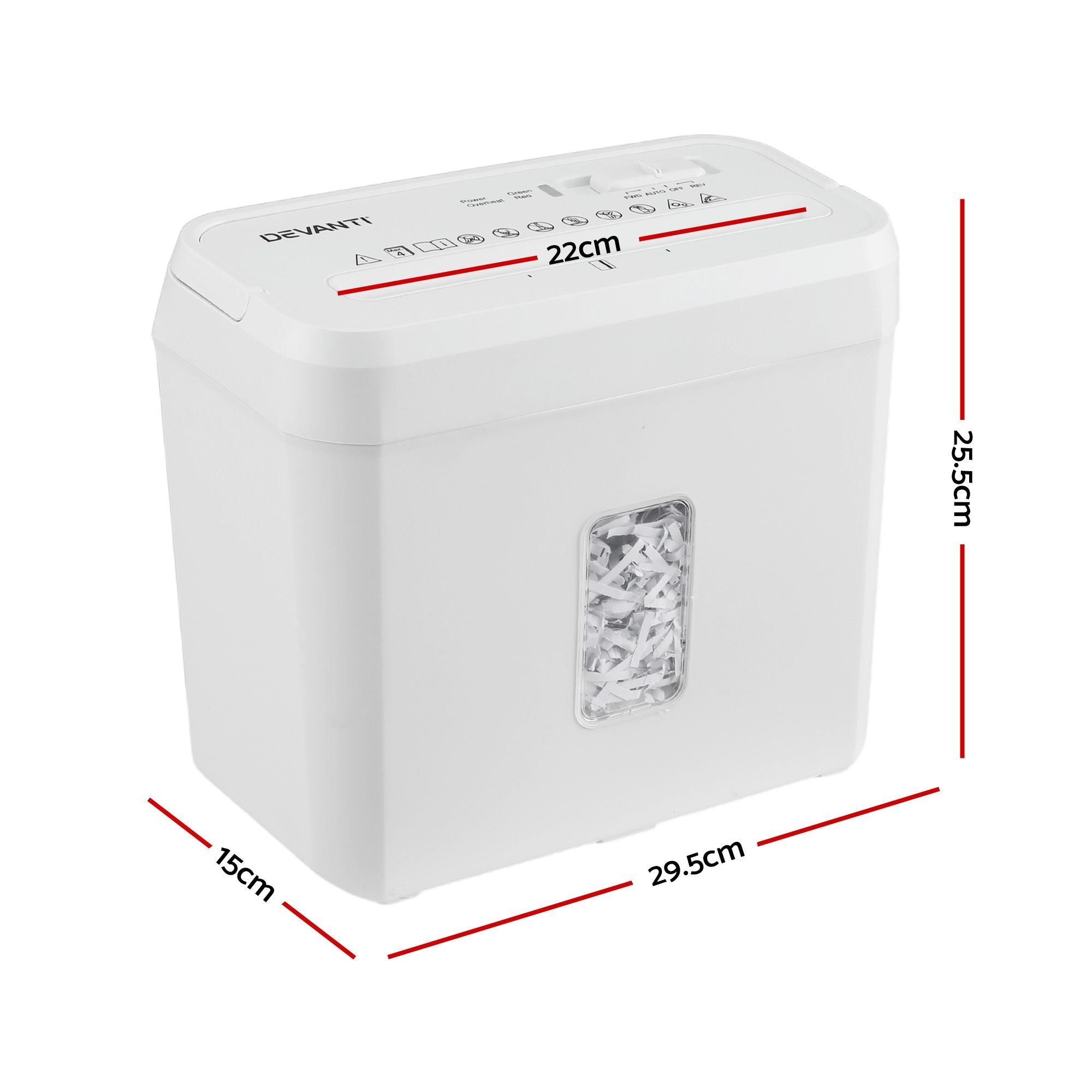 DEVANTI 8L Small Tabletop Paper Shredder 4 Sheet P4 Cross Cut Home Office
