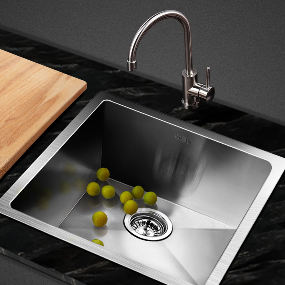 Cefito 44x44cm Single Bowl Kitchen Sink Stainless Steel Silver