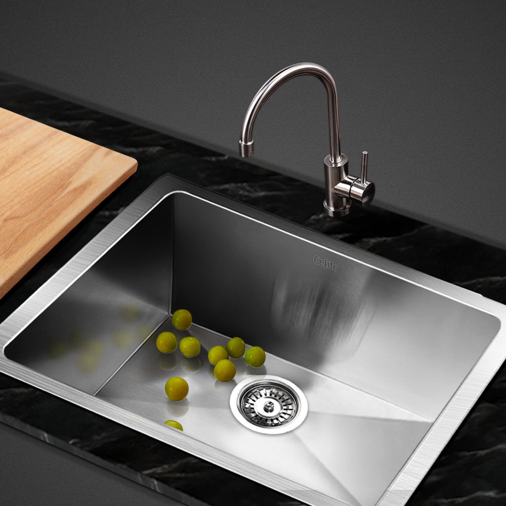 Cefito 51x45cm Single Bowl Kitchen Sink Stainless Steel Silver