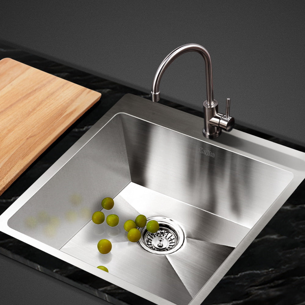 Cefito 53x50cm Single Bowl Kitchen Sink Stainless Steel Silver