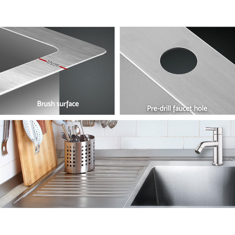 Cefito 53x50cm Single Bowl Kitchen Sink Stainless Steel Silver