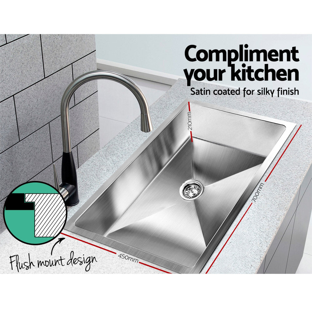 Cefito 70x45cm Stainless Steel Kitchen Sink Single Bowl Silver
