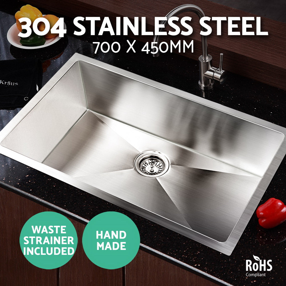Cefito 70x45cm Stainless Steel Kitchen Sink Single Bowl Silver