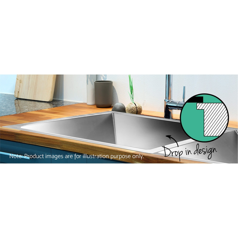 Cefito Double Bowl Kitchen Sink 71x45cm Stainless Steel Silver