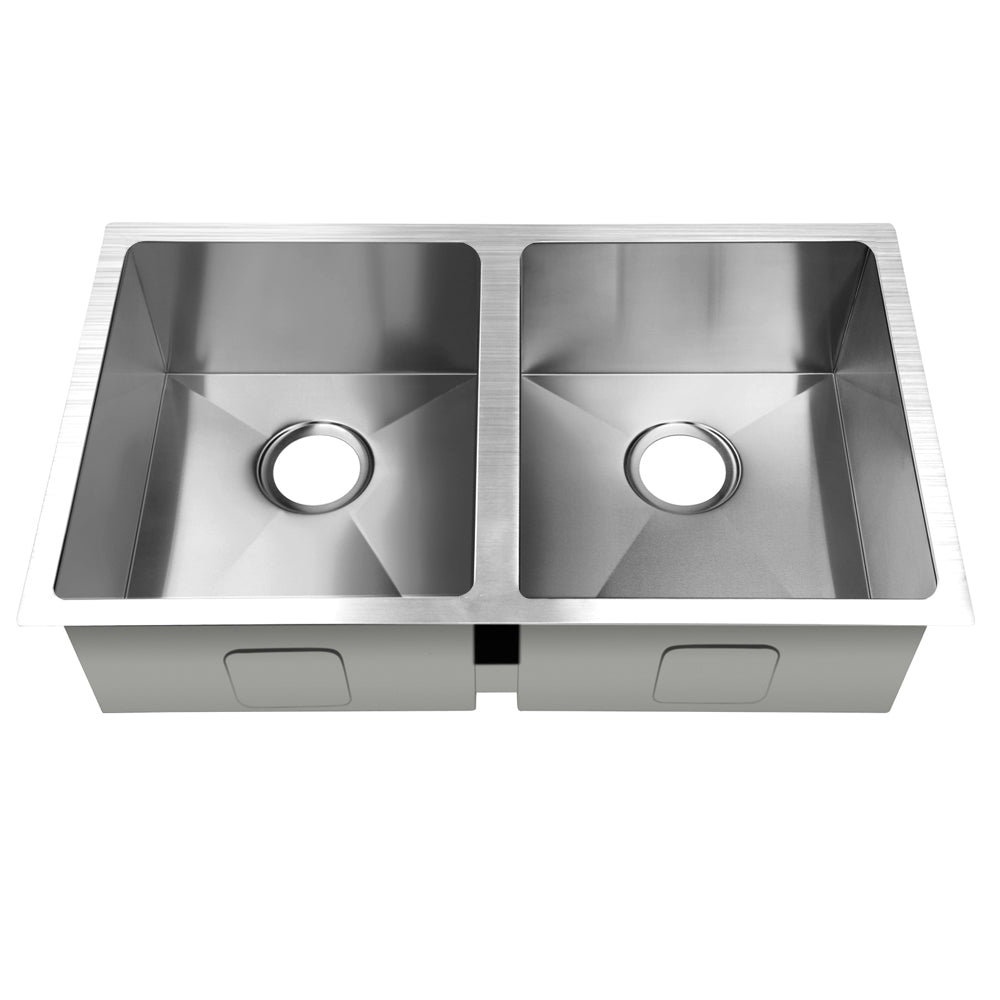 Cefito 77x45cm Double Bowl Kitchen Sink Stainless Steel Silver