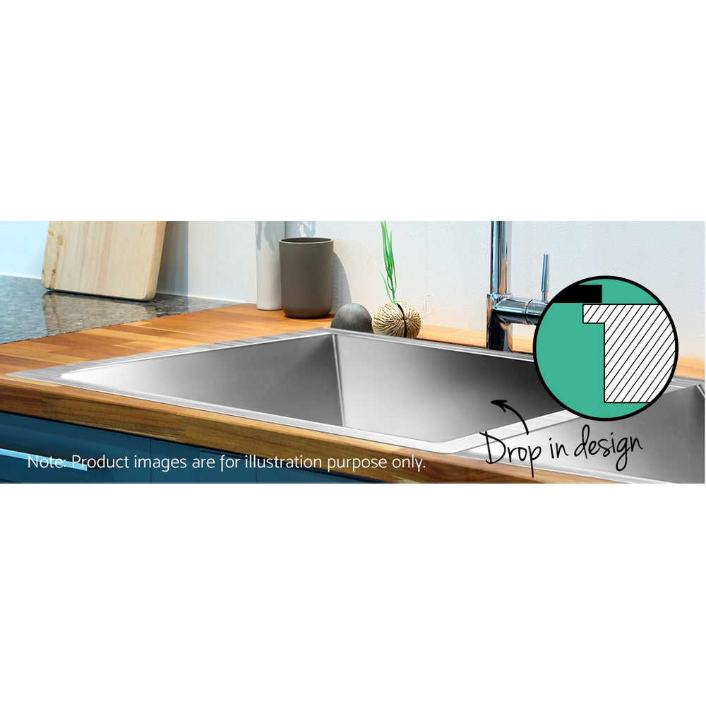 Cefito 77x45cm Double Bowl Kitchen Sink Stainless Steel Silver