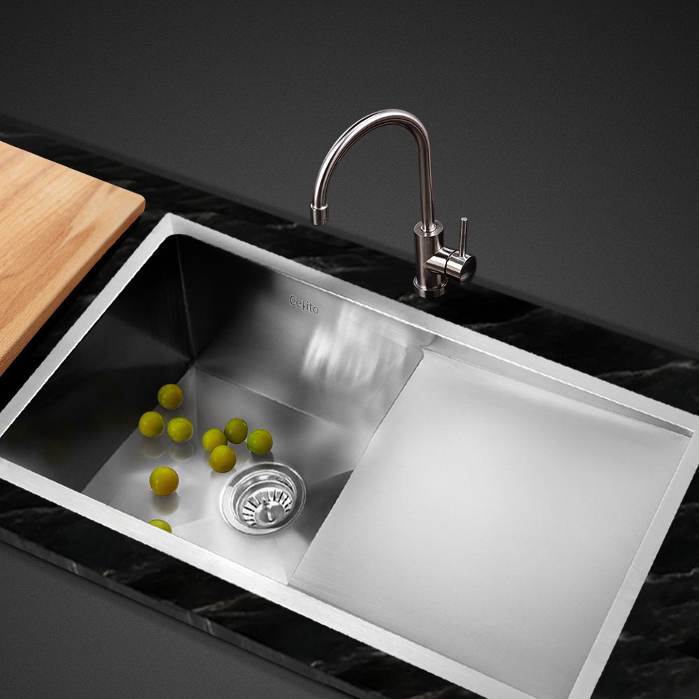 Cefito 87x45cm Single Bowl Kitchen Sink Stainless Steel Silver