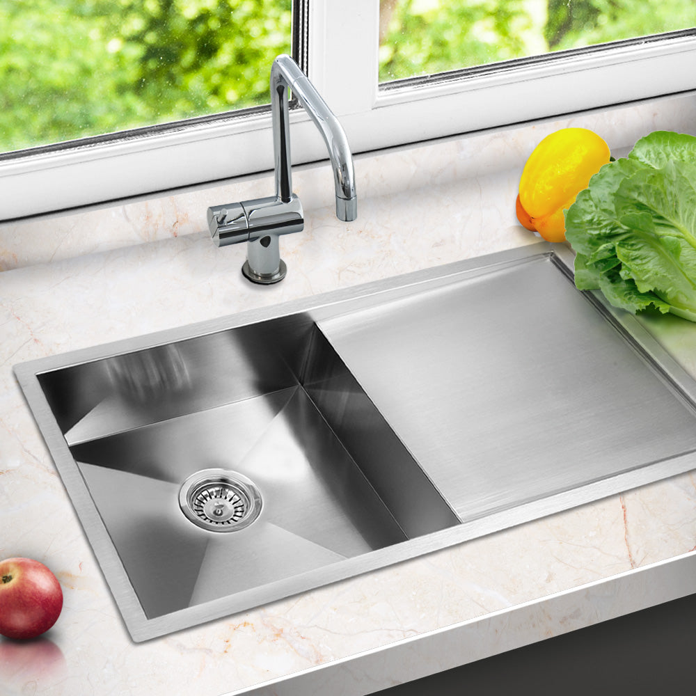 Cefito 87x45cm Single Bowl Kitchen Sink Stainless Steel Silver