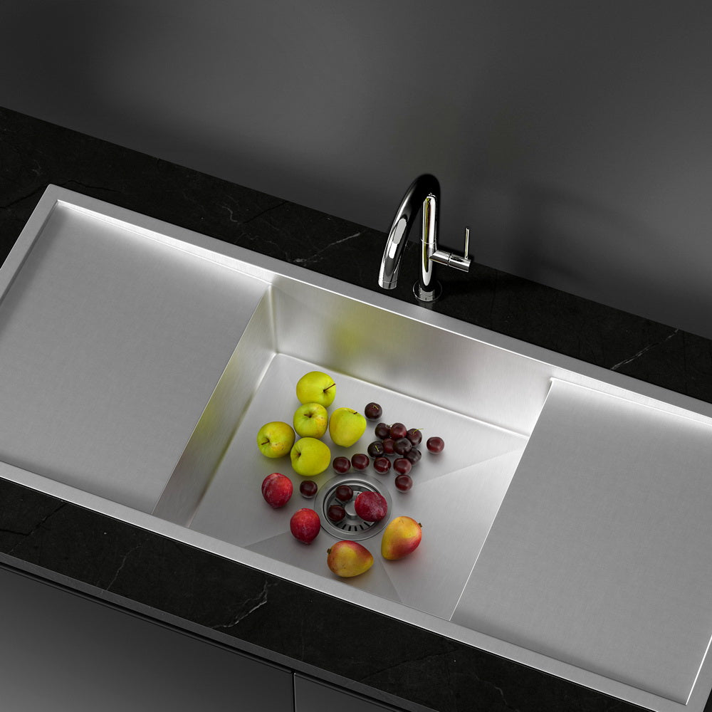 Satin-Coated 304 Stainless Steel Kitchen Sink - 122X45CM Cefito