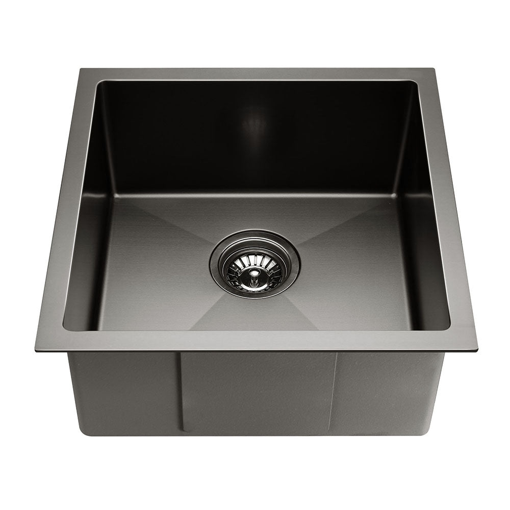 Cefito 44x44cm Single Bowl Kitchen Sink Stainless Steel Black