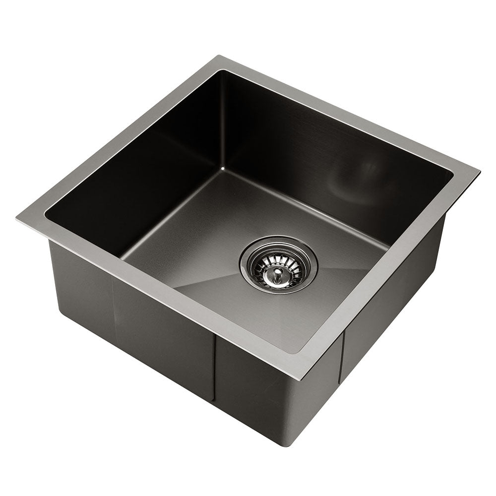 Cefito 44x44cm Single Bowl Kitchen Sink Stainless Steel Black