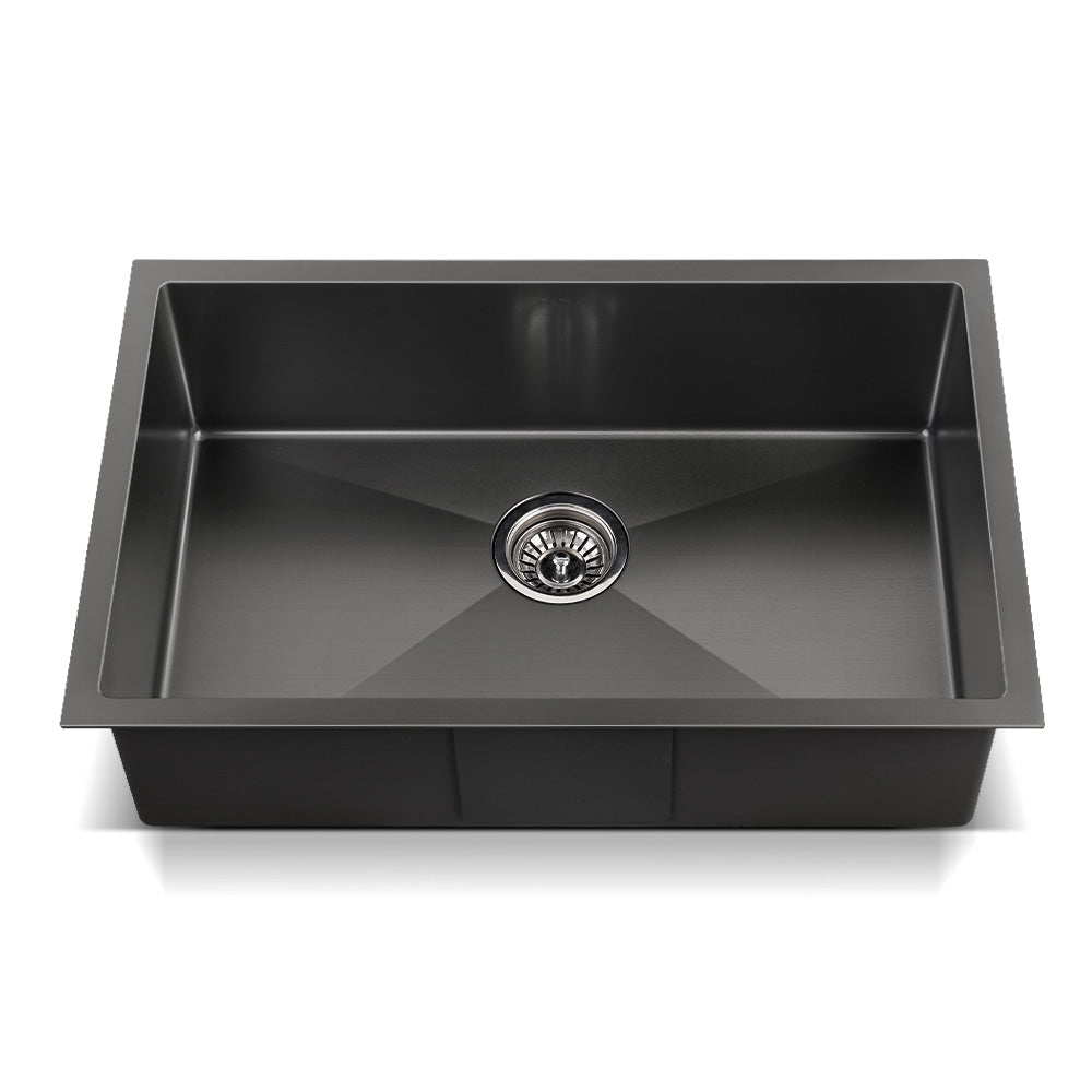 Cefito 70x45cm Single Bowl Kitchen Sink Stainless Steel Black