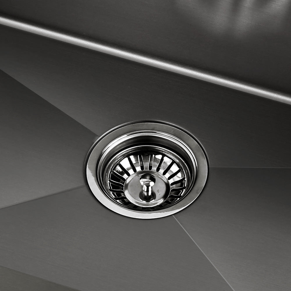 Cefito 70x45cm Single Bowl Kitchen Sink Stainless Steel Black