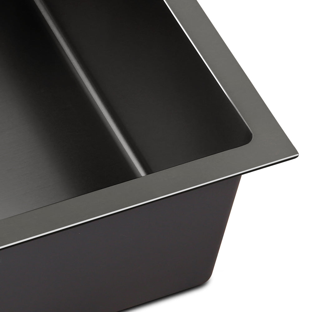Cefito 70x45cm Single Bowl Kitchen Sink Stainless Steel Black