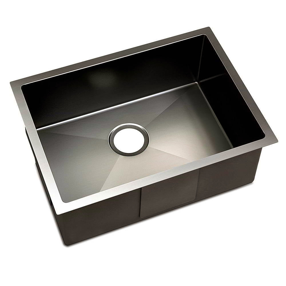 Cefito 60x45cm Single Bowl Kitchen Sink Stainless Steel Black