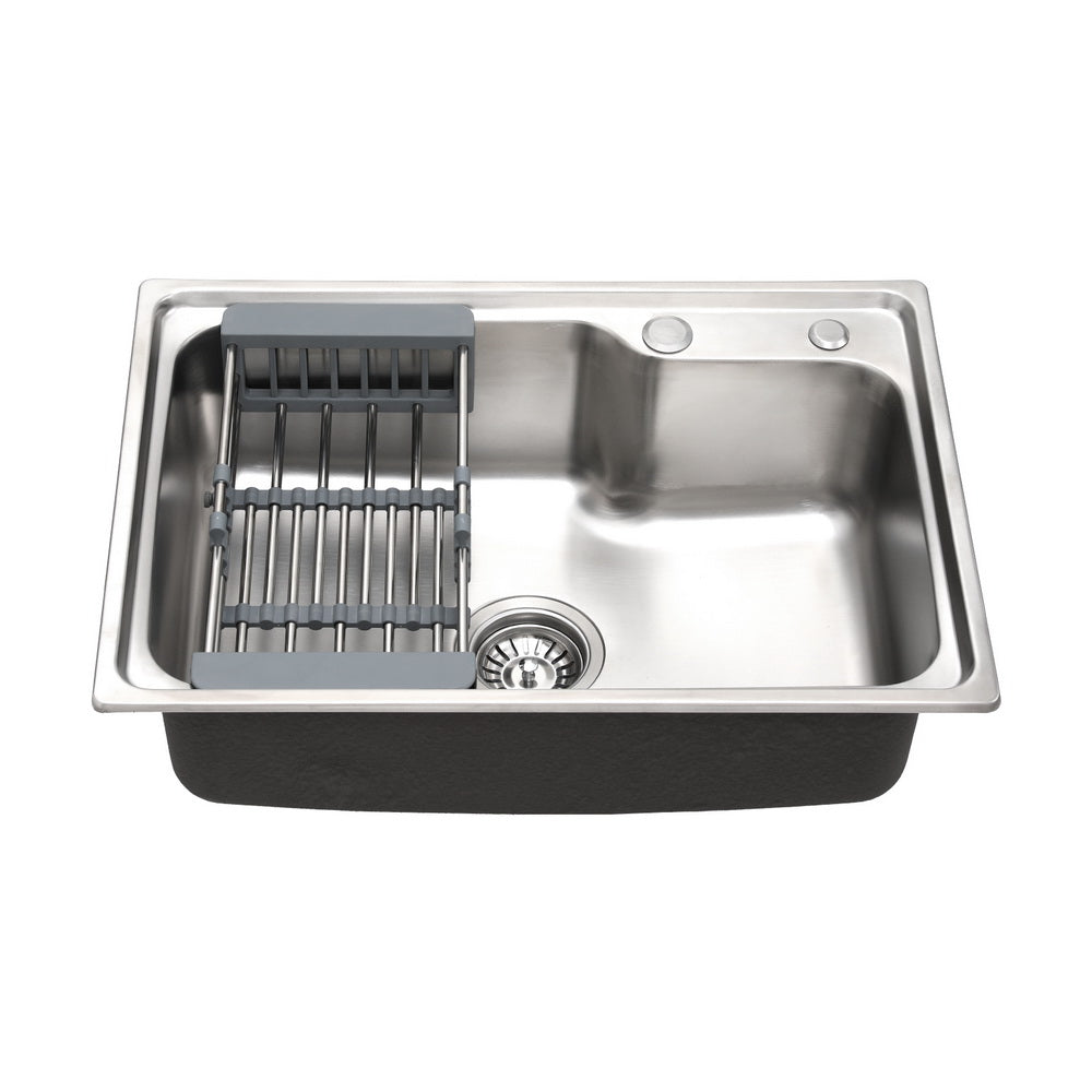 Cefito 61x43cm Single Bowl Kitchen Sink Stainless Steel Silver Drain Basket