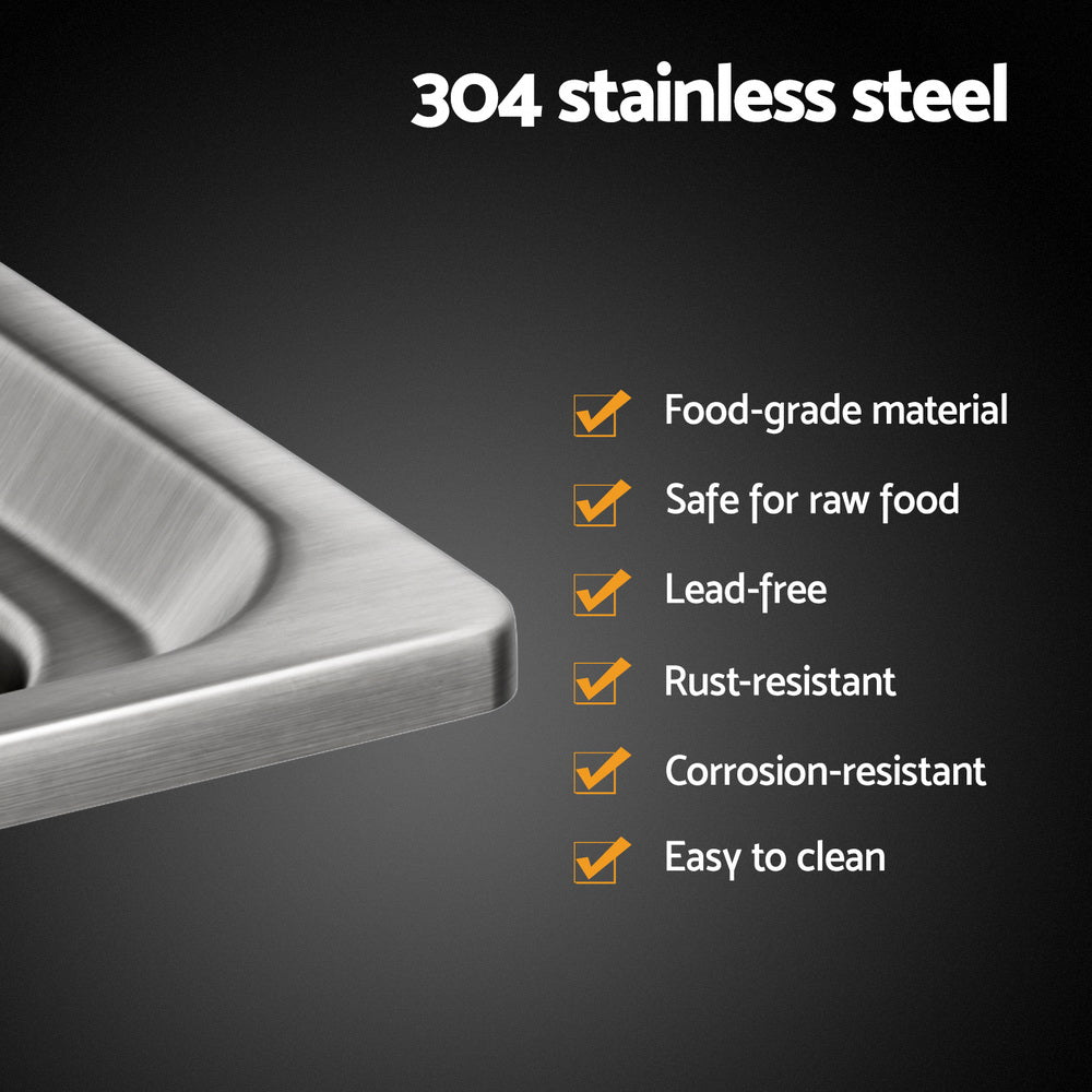 Cefito 61x43cm Single Bowl Kitchen Sink Stainless Steel Silver Drain Basket