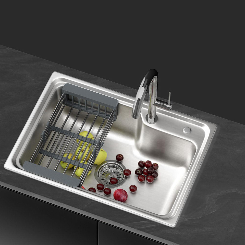 Cefito 61x43cm Single Bowl Kitchen Sink Stainless Steel Silver Drain Basket