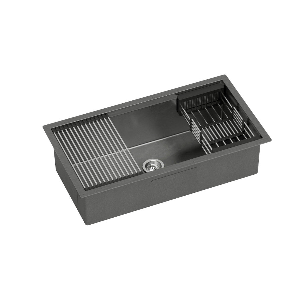 Cefito 81x45cm Kitchen Sink Stainless Steel Single Bowl Black