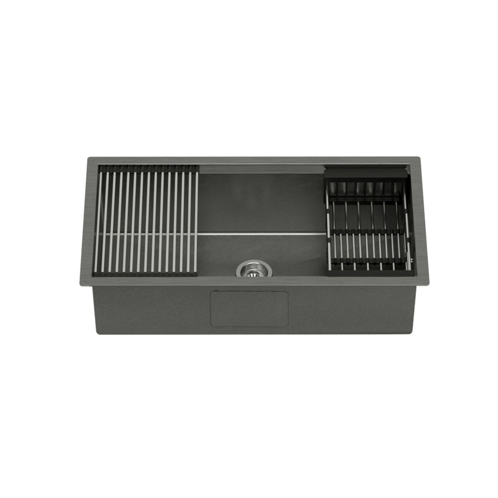 Cefito 81x45cm Kitchen Sink Stainless Steel Single Bowl Black