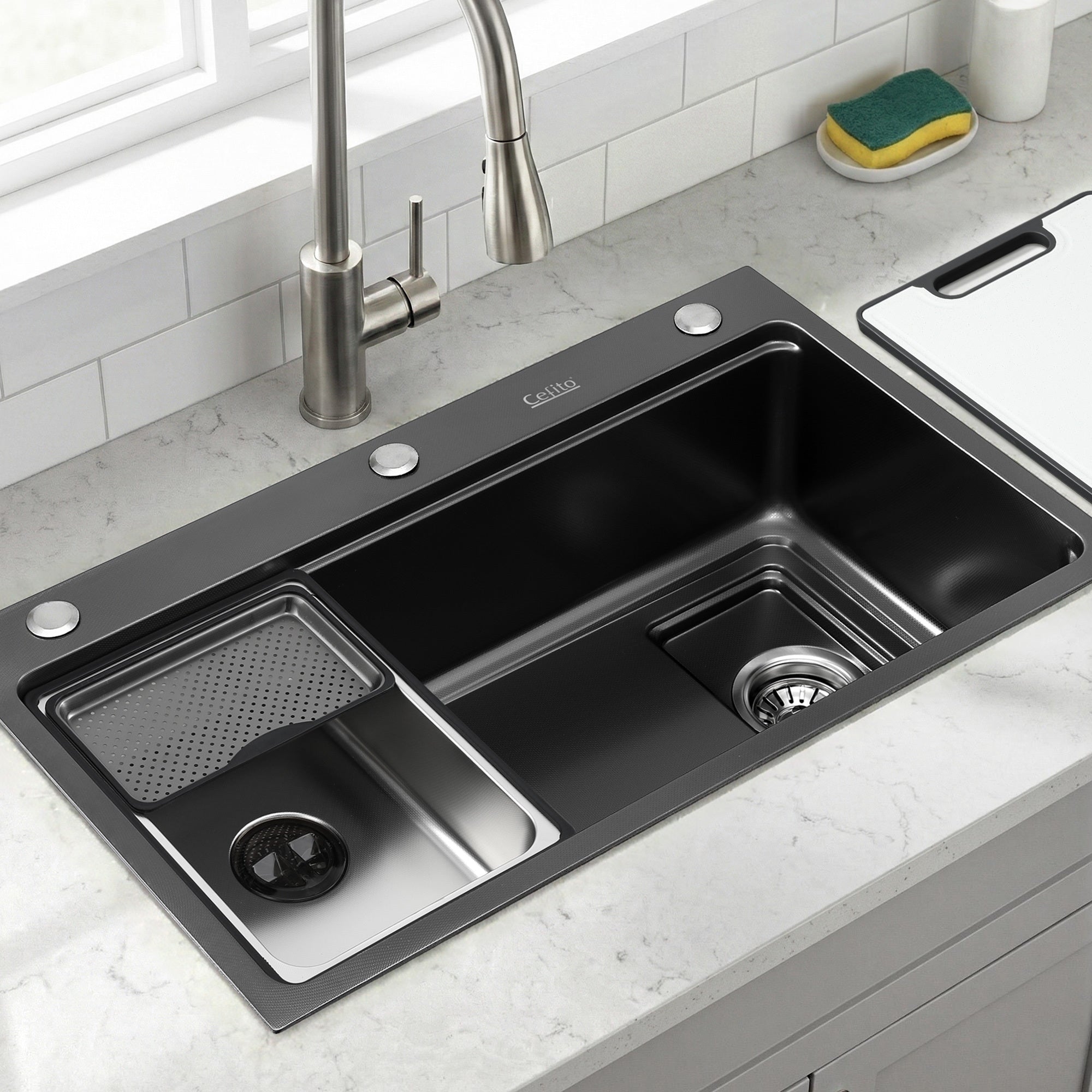 Cefito Kitchen Sink 304 Stainless Steel Bar Sink Millet Grain Water Basin Sink