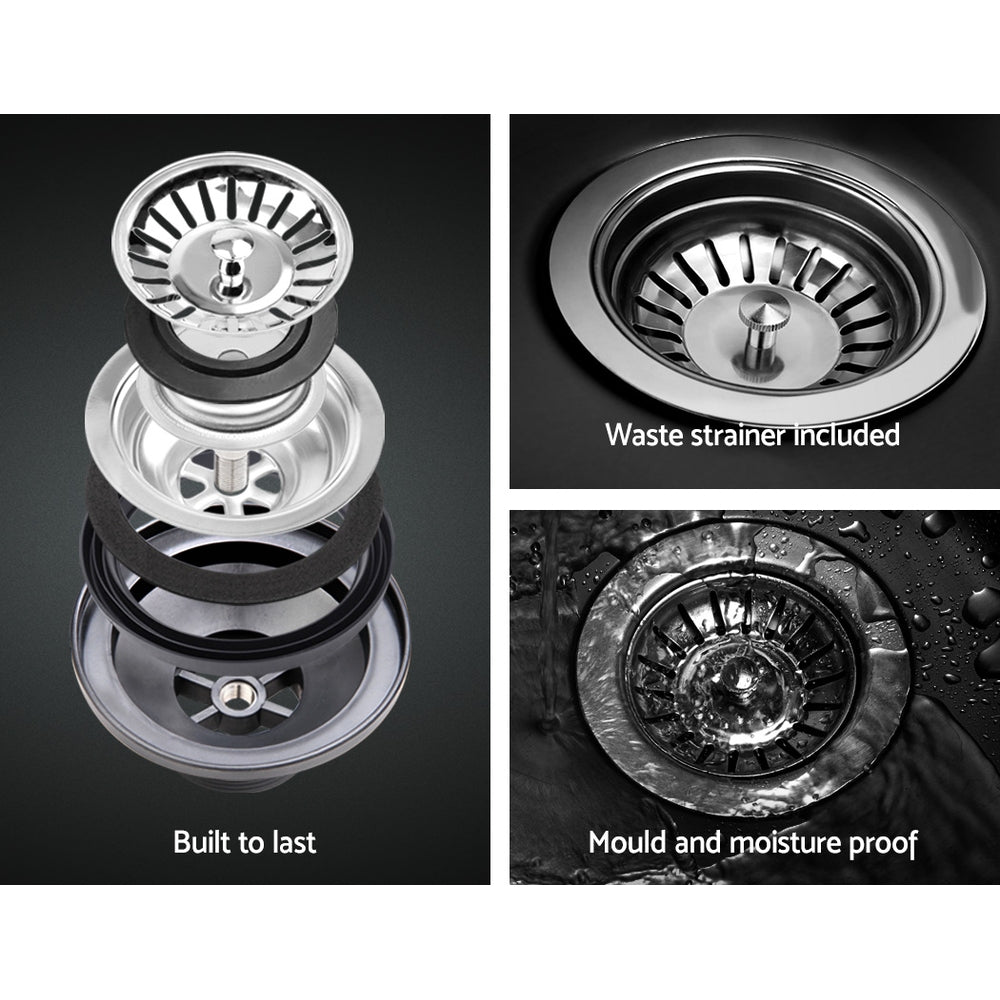 Cefito Double Bowl Kitchen Sink 116cm Granite Under/Topmount Black