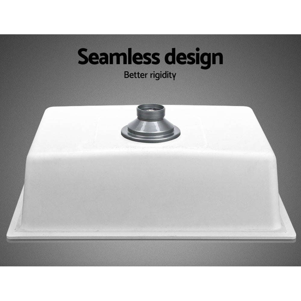 Cefito 610x470mm Granite Kitchen Sink Under/Topmount White
