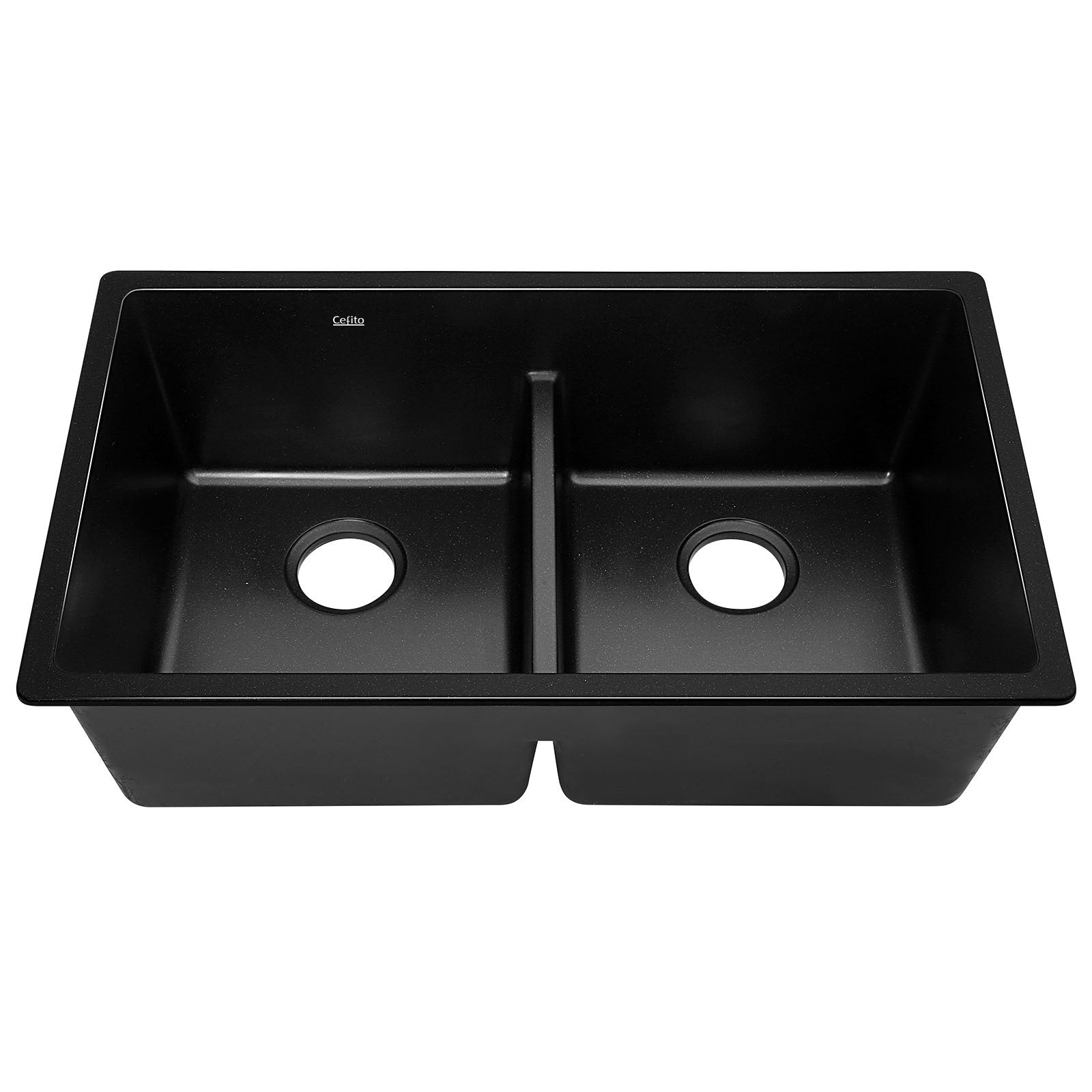 Cefito 790x460mm Double Bowl Kitchen Sink Granite Black