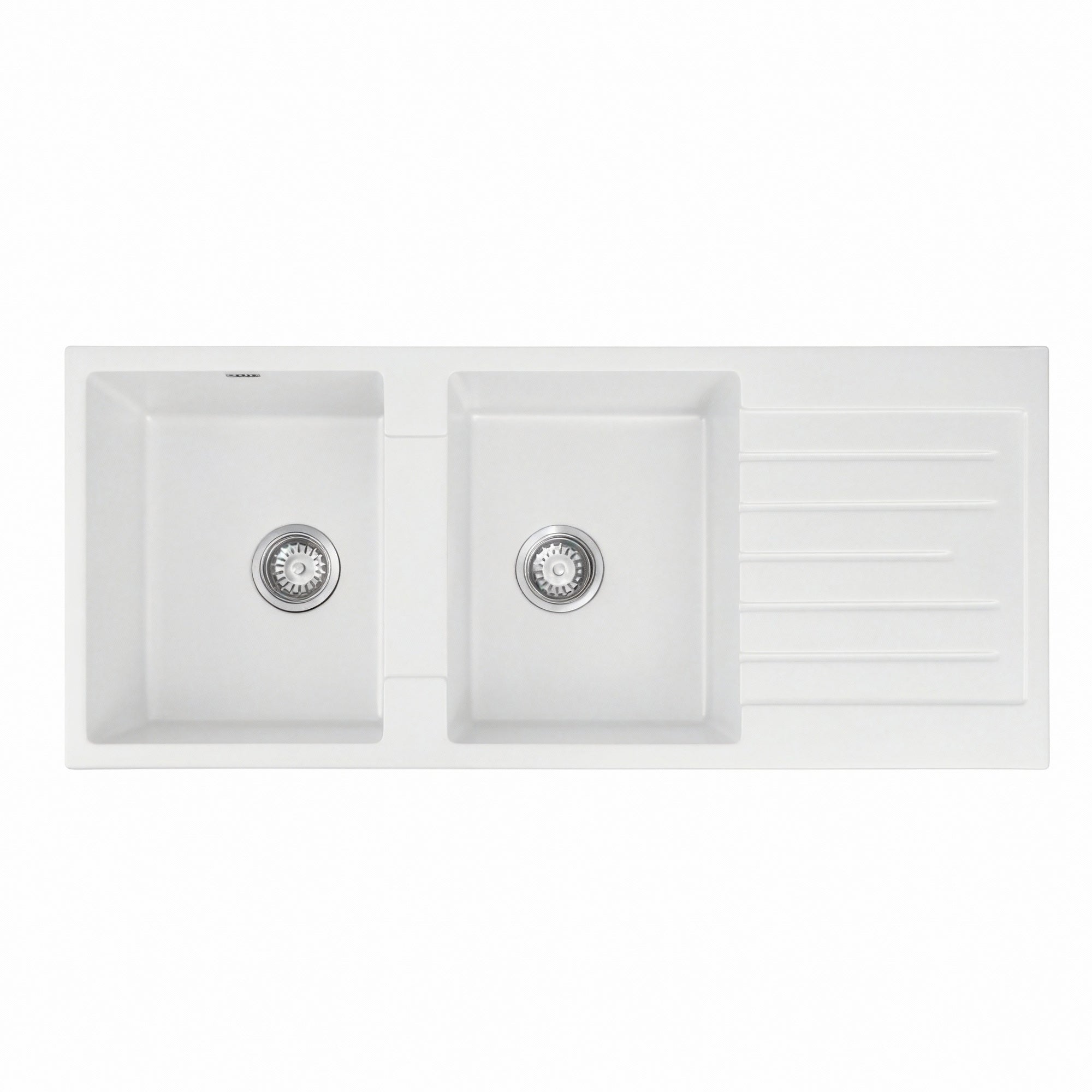 Cefito Kitchen Sink 116x50cm Granite Stone Sink Double Bowl White